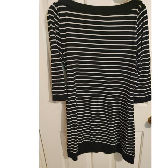 White House Black Market Dress Shift Striped Black White Medium - Picture 2 of 4